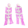 Birds of A Feather Beaded Fringe Earrings Pink