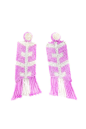 Birds of A Feather Beaded Fringe Earrings Pink