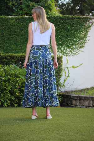 Blue Evergreen Floral Skirt