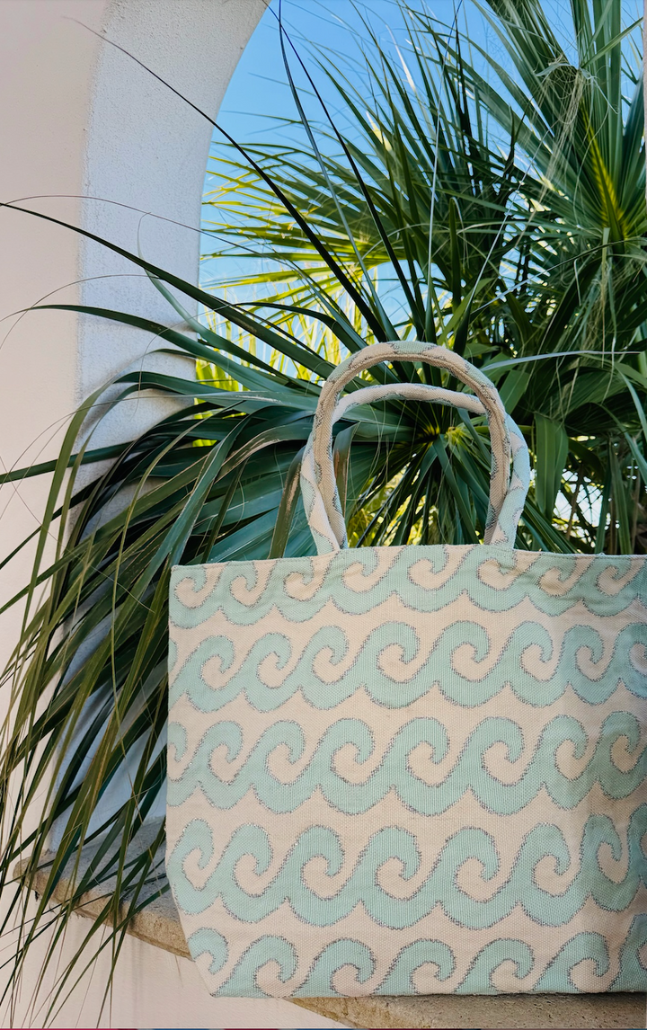Turquoise Wave on Wave Oversized Tote