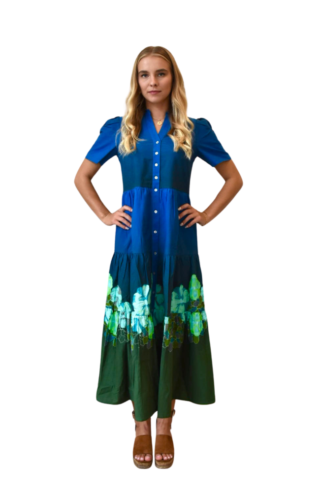 Cindi Dress - Blue Green Floral